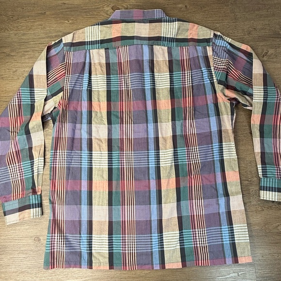 Damon Men's Multicolor Pastel Plaid Collared Button Down Long Sleeve Shirt, XL - Picture 7 of 8